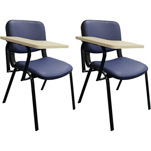 (PU Blue with Tablet, 2) Reception chair