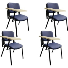 (PU Blue with Tablet, 4) Reception chair