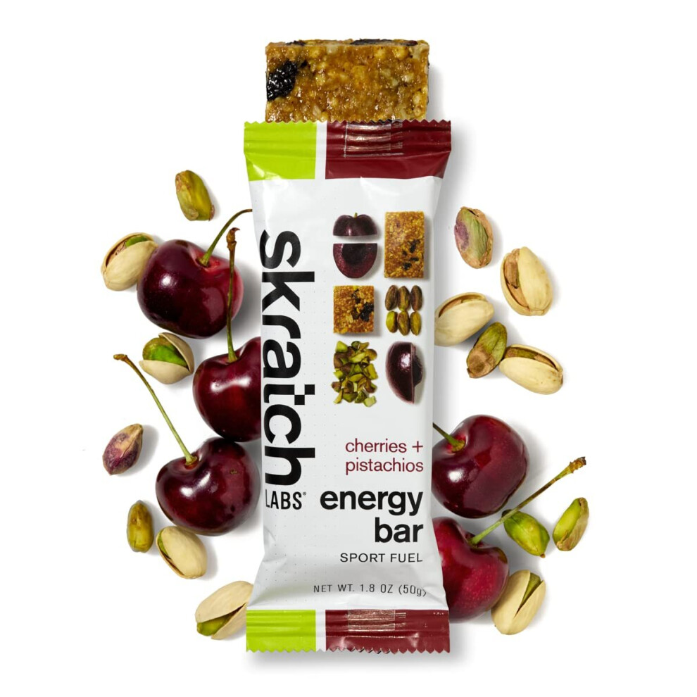 SKRATCH LABS Energy Bar (12 pack) | Plant Based Healthy Cherrries+Pistachios