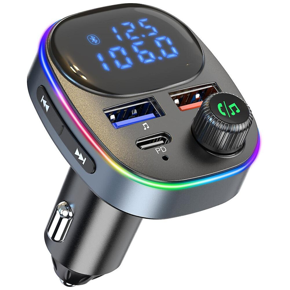 Car Fm Transmitter Bluetooth Mp3 Player Qc3.0 Pd Car Charger With Led Display 768582208442