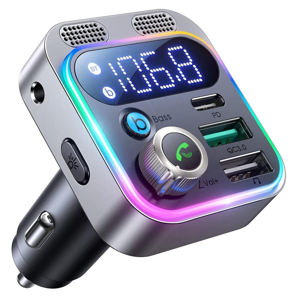 Bluetooth Car Adapter Car Fm Transmitter 48W Fast Charger With Dual Mics 768582208657