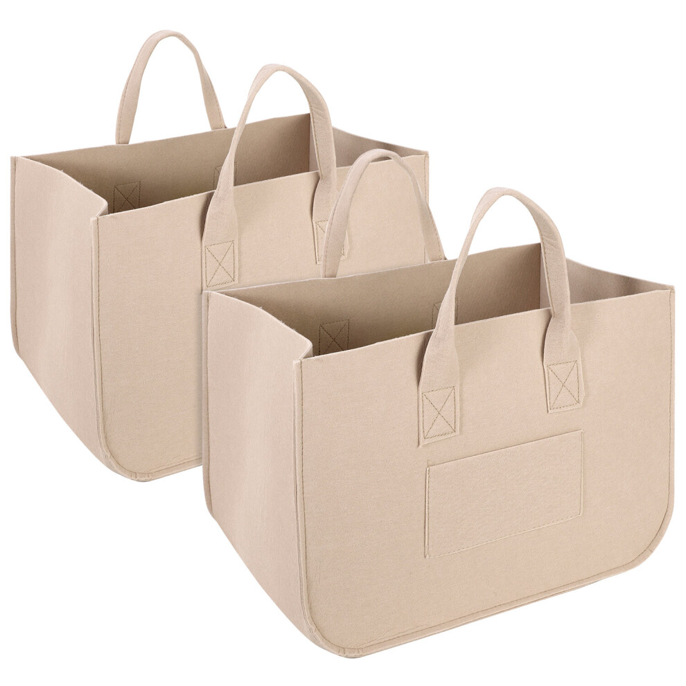 (Beige) Vinsani 2 Pack Felt Multifunctional Storage Basket