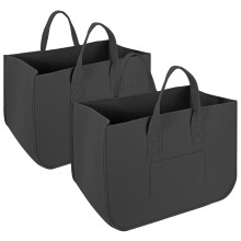 (Black) Vinsani 2 Pack Felt Multifunctional Storage Basket