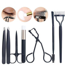 (Black) 7pcs Eyelash Curler Set Eyebrow Grooming Kit Eyes Makeup Tools For Women