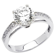 Precious Stars Jewelry 14k White Gold 1 1/10ct TGW Round-cut Diamonette Engagement Ring