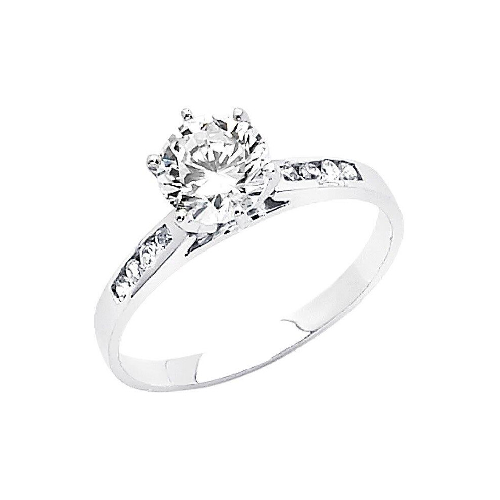Precious Stars Jewelry 14k White Gold 1 1/10ct TGW Round-cut Diamonette Engagement  Ring Ring Size  7