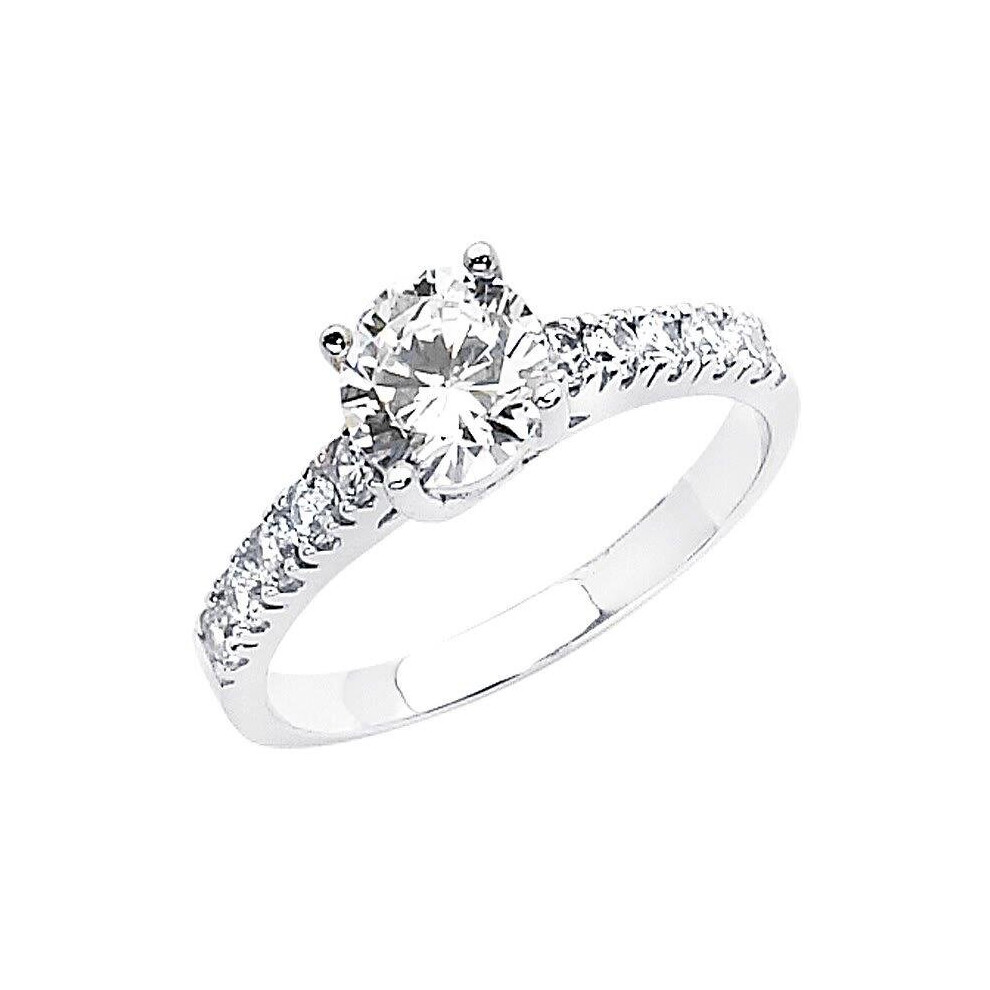 Precious Stars Jewelry 14k White Gold 1 1/3ct TGW Round-cut Diamonette Engagement Ring