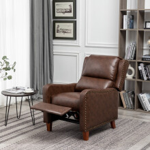 (Brown) Pushback Recliner Chair Leather Effect Armchair