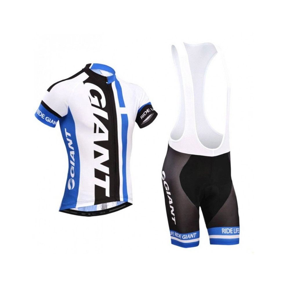 (Blue, L) Giant Men's Cycling Jersey And Bib Shorts Set