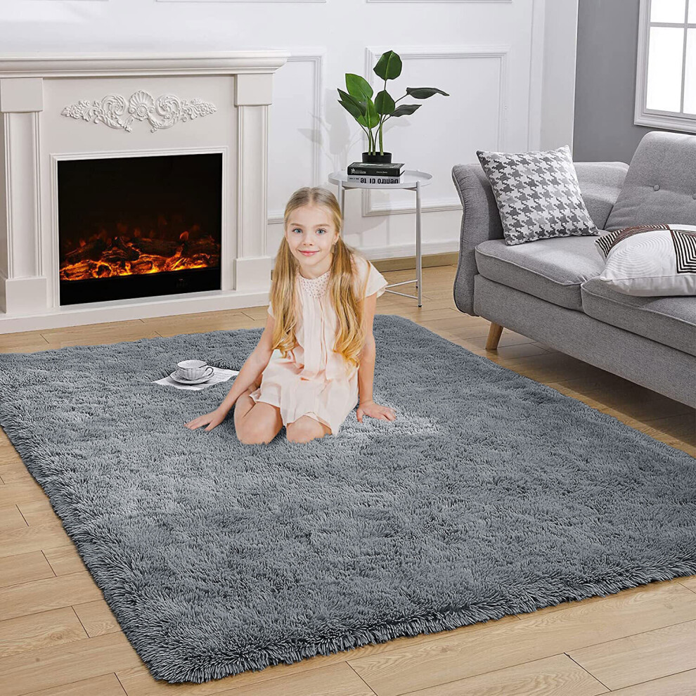 (GREY, 60 X 110) Extra Large Soft Pile Shaggy Rugs Living Room Rug