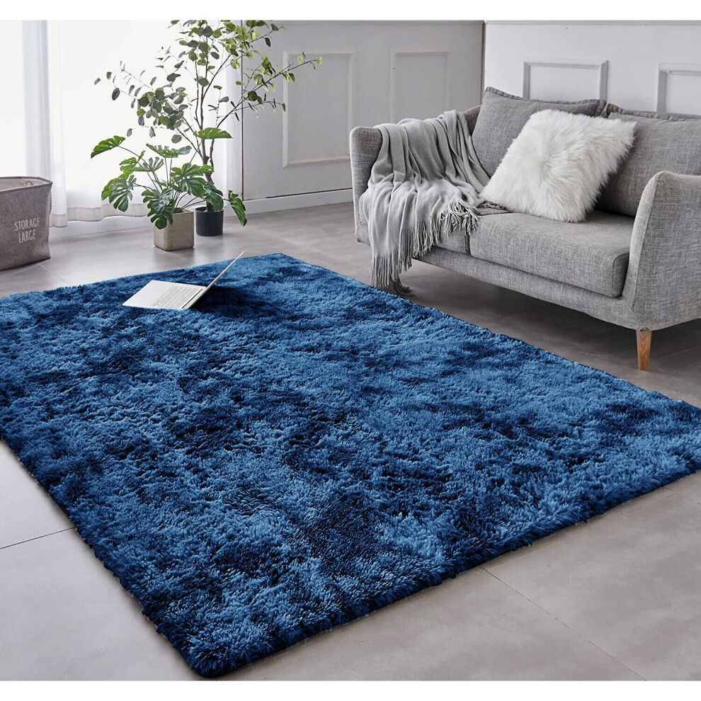 (OSLO BLUE, 200 X 290) Extra Large Soft Pile Shaggy Rugs Living Room Rug