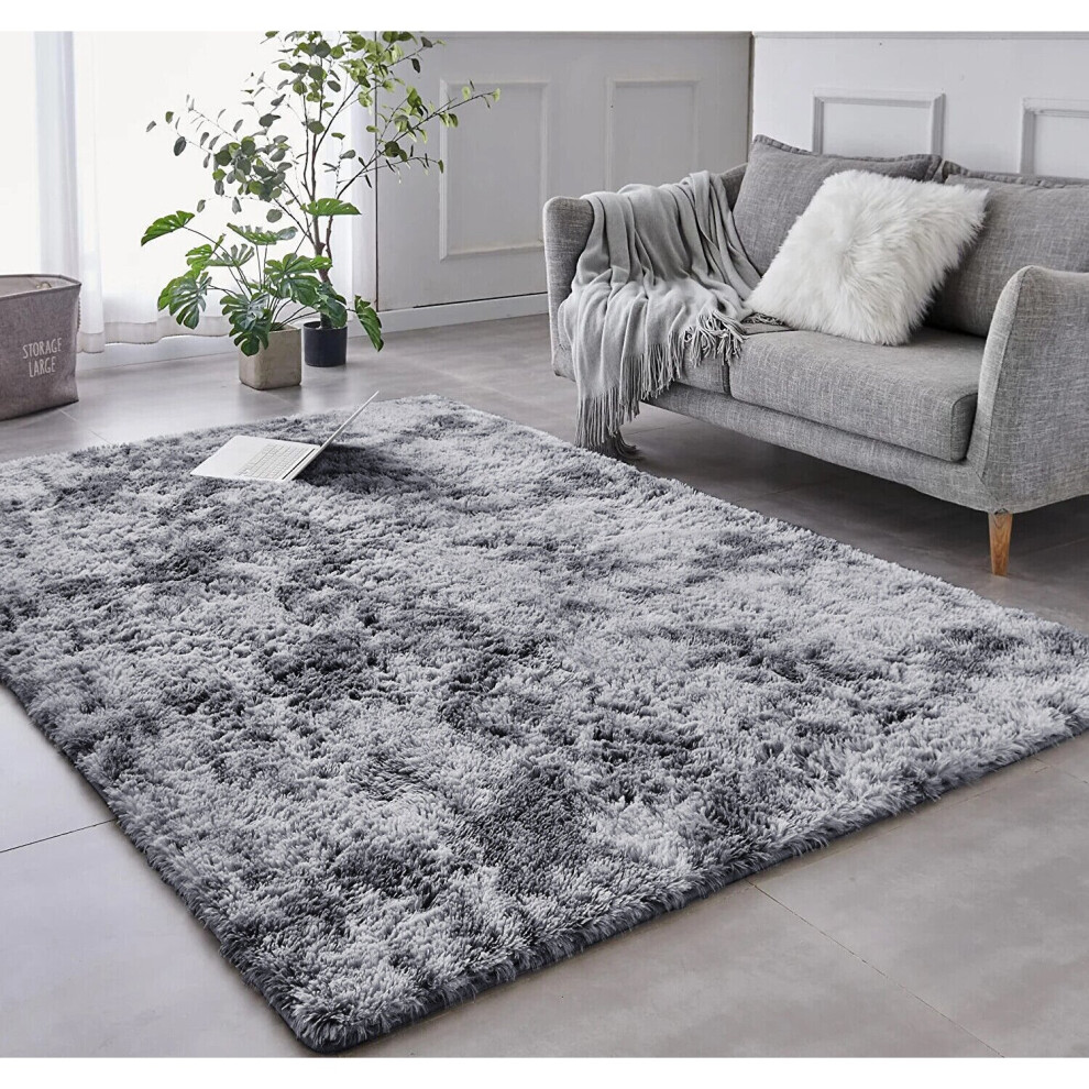 (OSLO GREY, 200 X 290) Extra Large Soft Pile Shaggy Rugs Living Room Rug