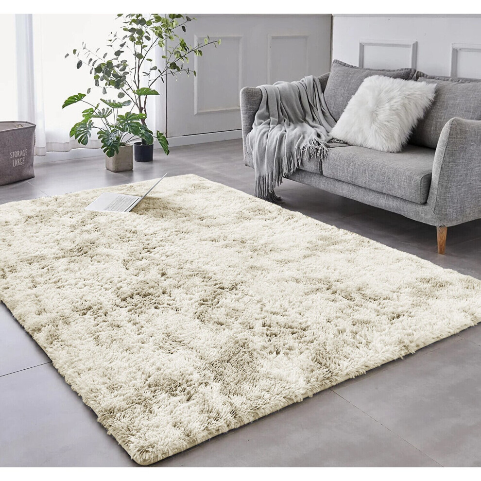 (OSLO CREAM, 120 X 170) Extra Large Soft Pile Shaggy Rugs Living Room Rug