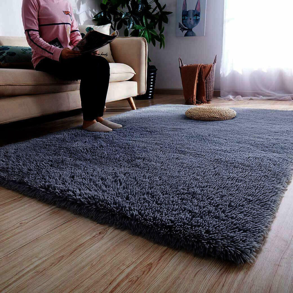 Shaggy Rugs Ltd (Flufy Dark Grey, 120 X 170) Extra Large Soft Pile Shaggy Rugs Living Room Rug