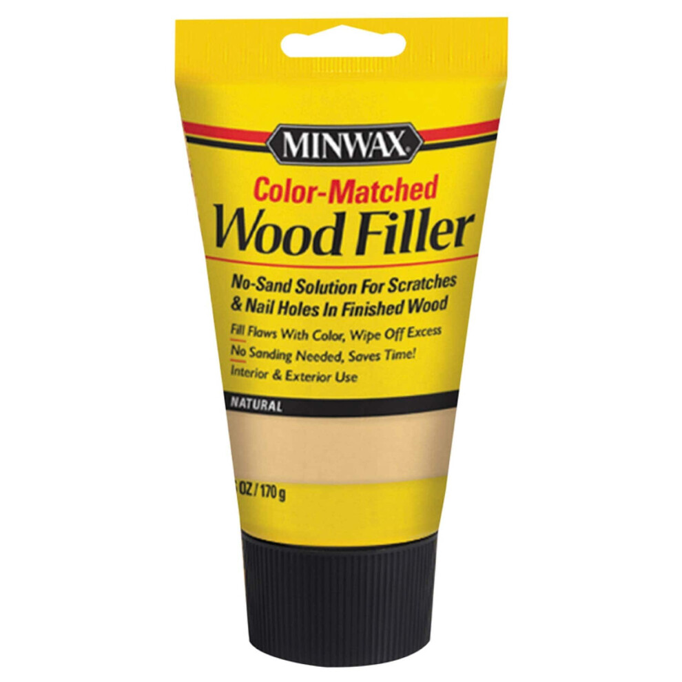 Minwax Color-Matched Wood Filler (170 G, Natural) | Easy-To-Use Repair Solution For Cracks And Holes In Wood, Stainable And Paintable 4906994207332