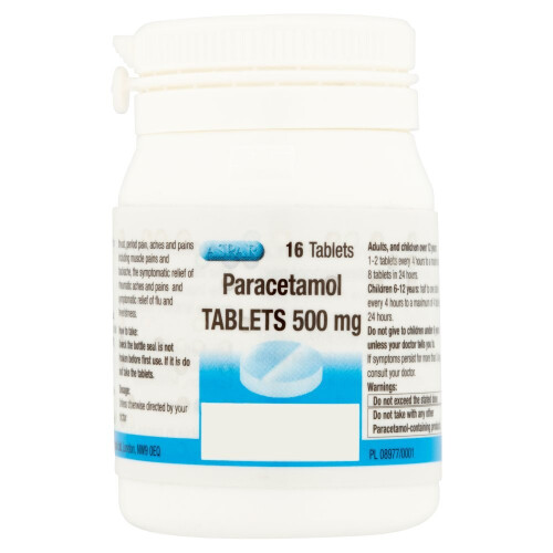 Aspar Paracetamol Tablets 500mg 16 Tablets (Pack of 12) 2