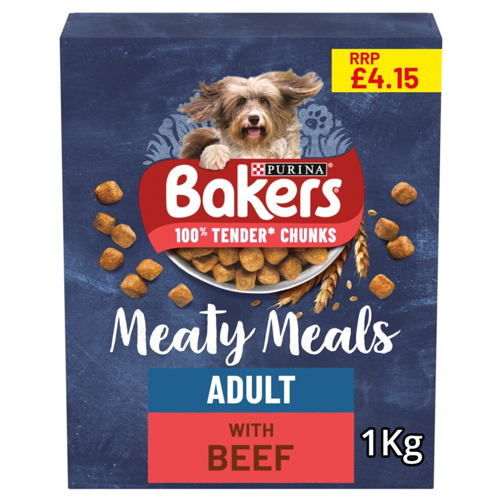 Bakers Meaty Meals Adult Tender Chunks With Tasty Beef 1Kg (Pack Of 5)