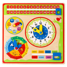 SOKA Magnetic Wooden Calendar Weather Board Wall Mount for Kids 3+