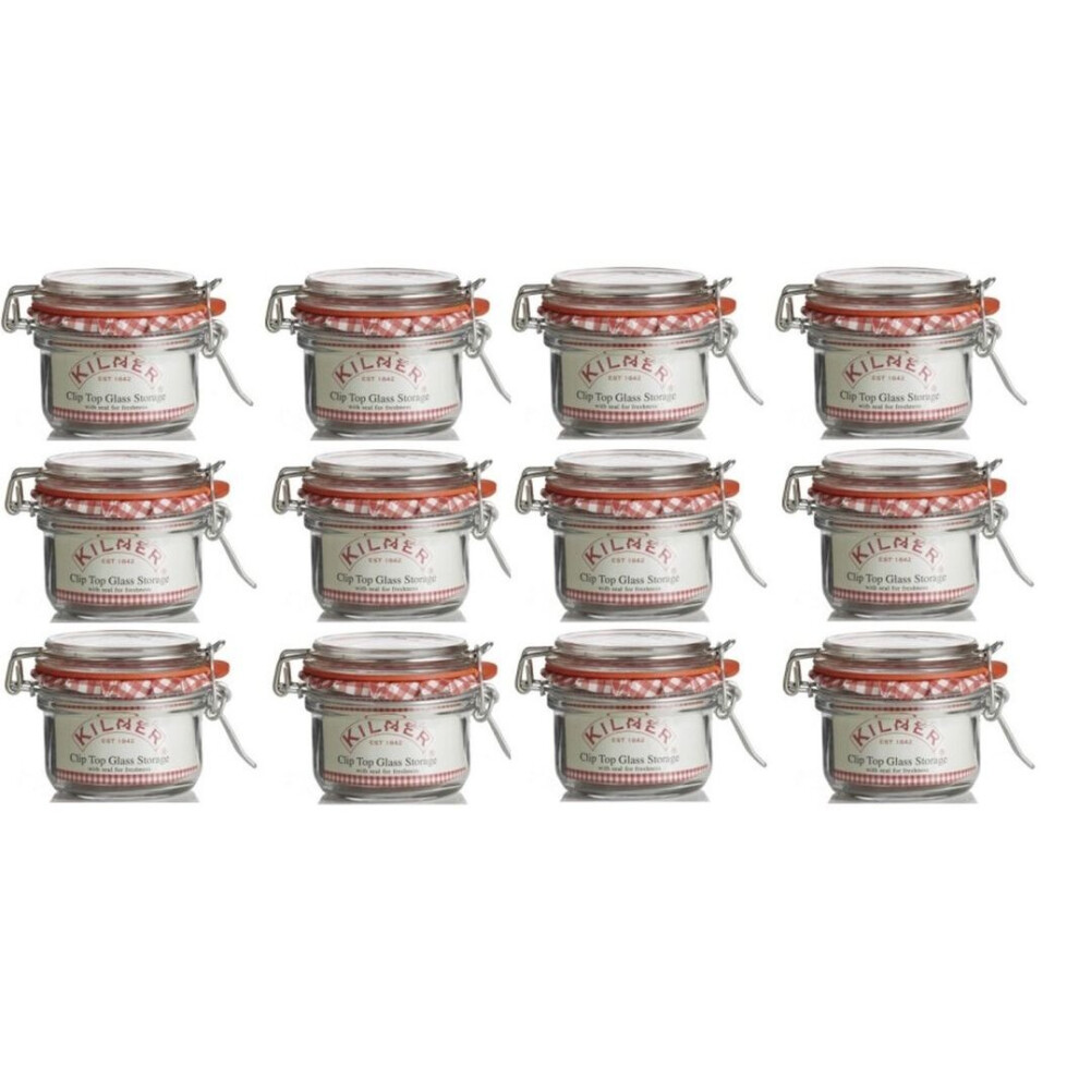 12 Round Clip Top Storage Jar Kilner Glass Preserve Jar Jam 125ML