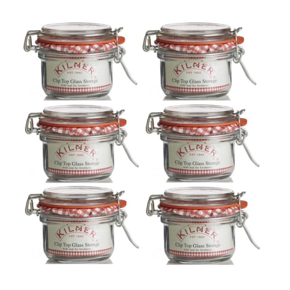 6 Round Clip Top Storage Jar Kilner Glass Preserve Jar Jam 125ML