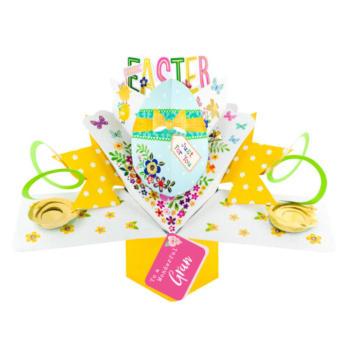 Easter Card To A Wonderful Gran Happy Easter Decorated Egg Pop Up Easter Card