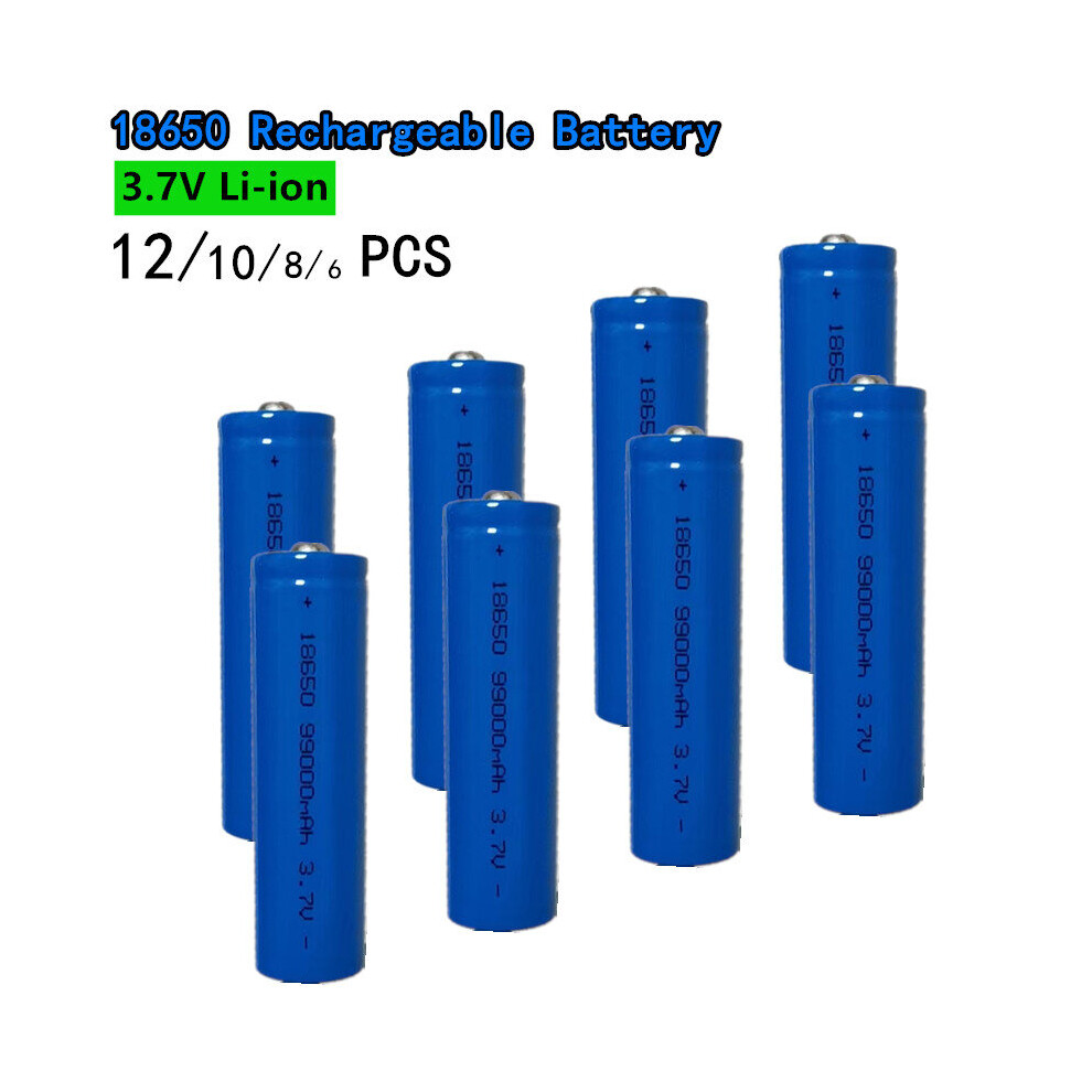 (6pcs) 3.7V 99000mAh 18650 Li-ion Rechargeable Battery