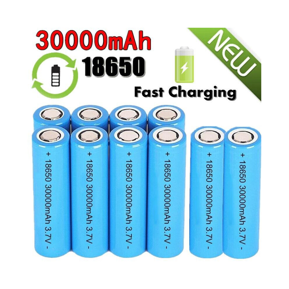 (8pcs) 30000mAh 3.7V 18650 Li-ion Rechargeable Battery