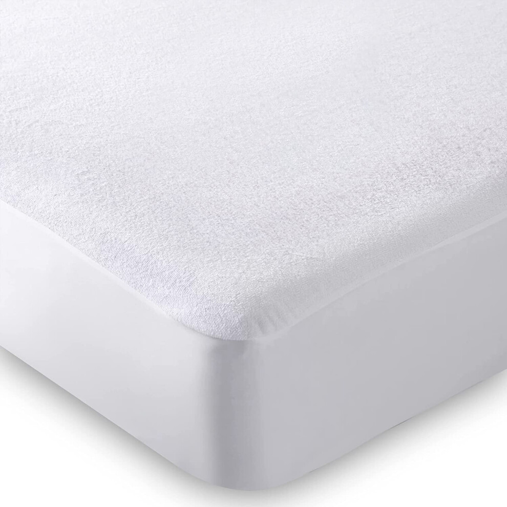 (King Size 183x200+30cm)CHARM's TREND Waterproof Mattress Protector King 100% Cotton Terry Towel-Ultra Soft, Anti Allerg) Waterproof Mattress Protecto