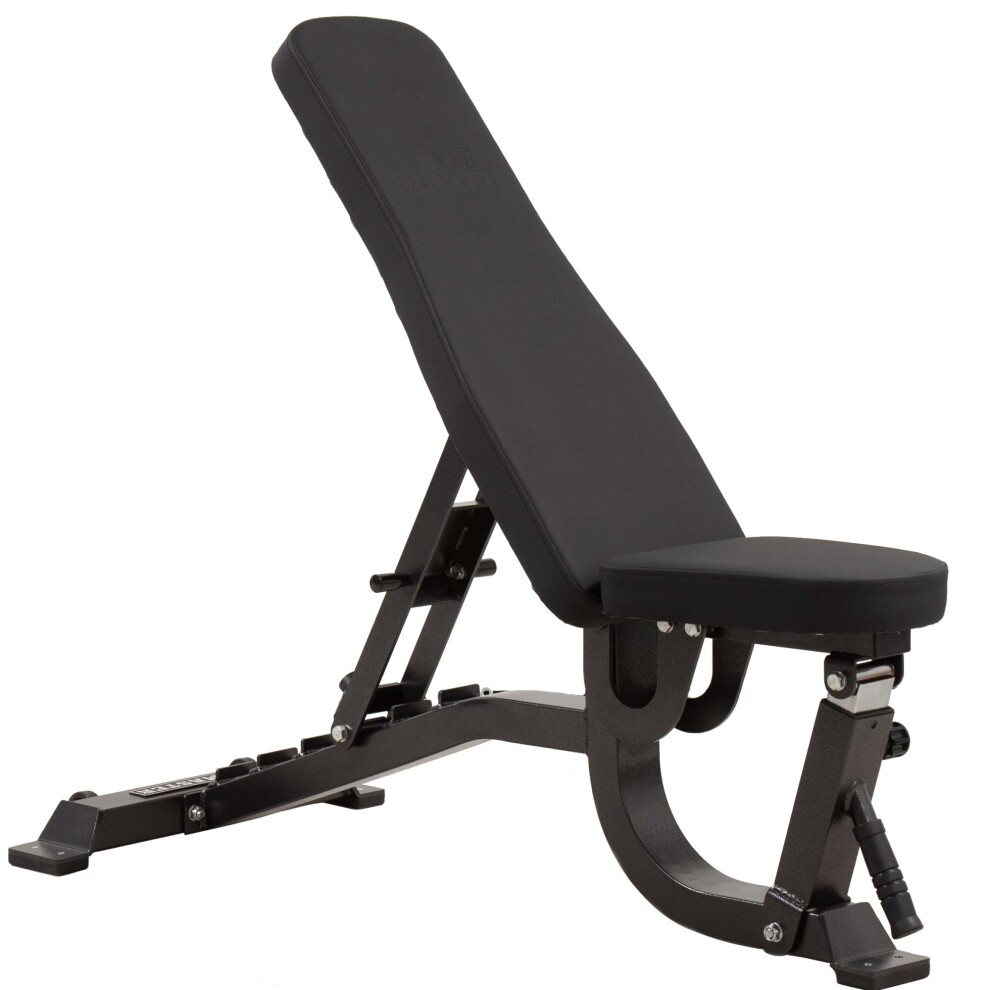 GYM MASTER GM2 Fully Adjustable Flat | Incline | Decline FID Weight Bench - Gunmetal with Nonslip Cushions 