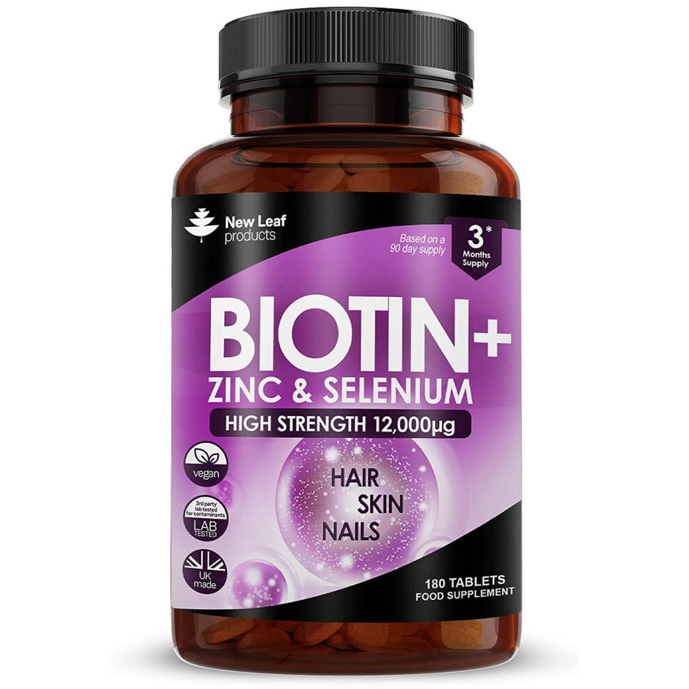 Biotin Hair Growth Vitamins 12000 Mcg - With Zinc & Selenium