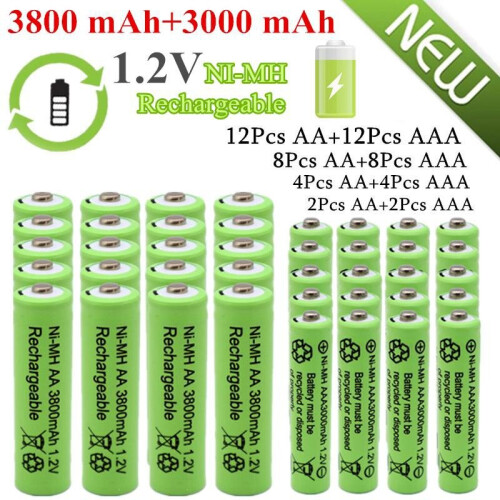 (12pcs AA + 12pcs AAA) 1.2V 3800mAh AA + 3000mAh AAA NI-MH Rechargeable Batteries