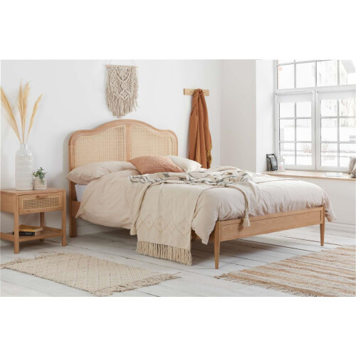 Birlea Rattan Double Bed Frame Birlea Leonie 135cm 4FT6 Oak Bedstead 1