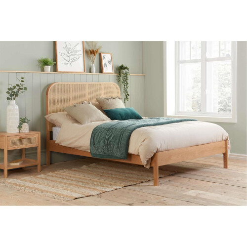 Birlea Rattan Double Bed Frame Birlea Margot 135cm 4FT6 Oak Bedstead 1