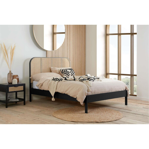 Birlea Rattan Double Bed Frame Birlea Margot 135cm 4FT6 Black Bedstead 1