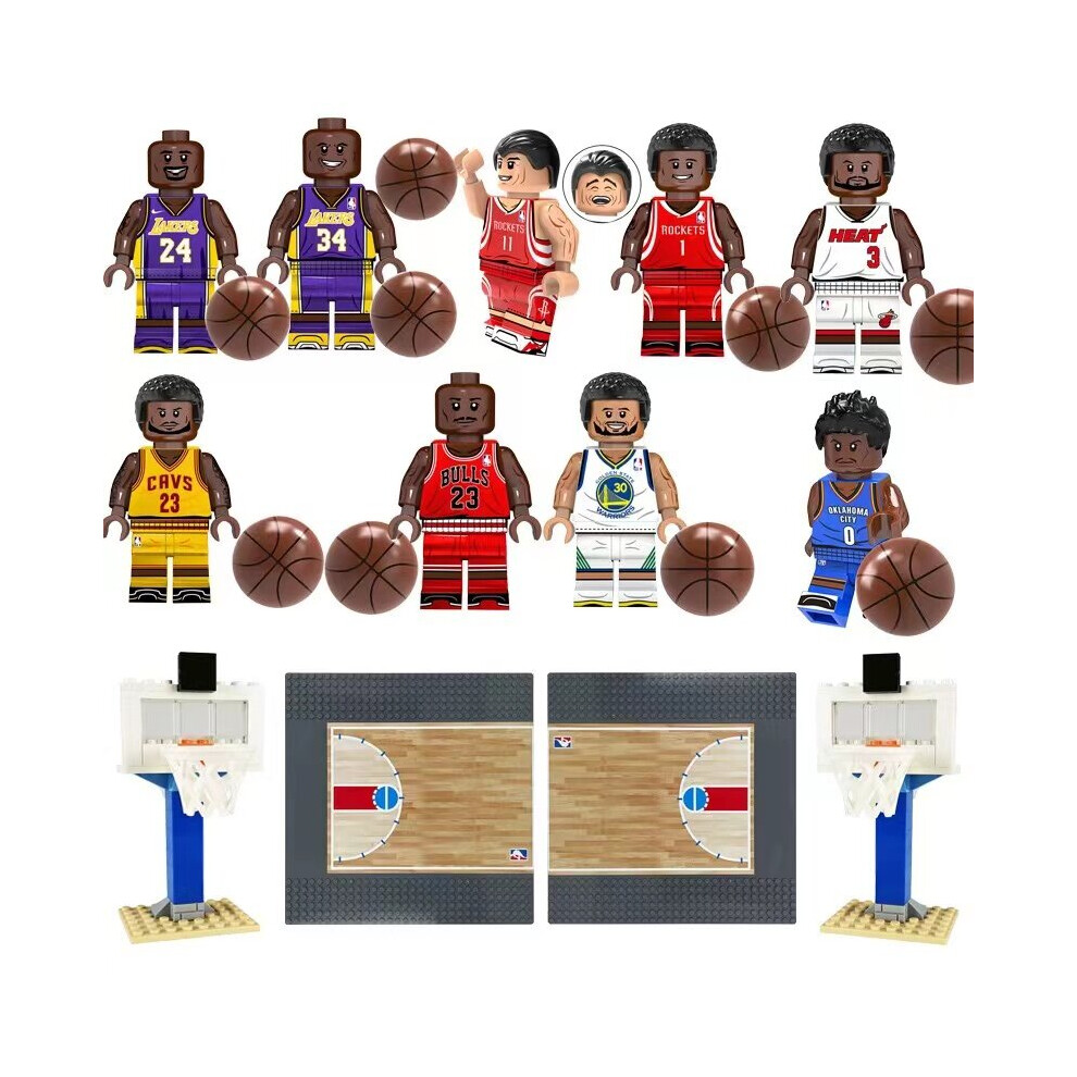 (Style A) NBA Basketball suit building block basketball frame basketball court floor small particle assembly toy fit Lego