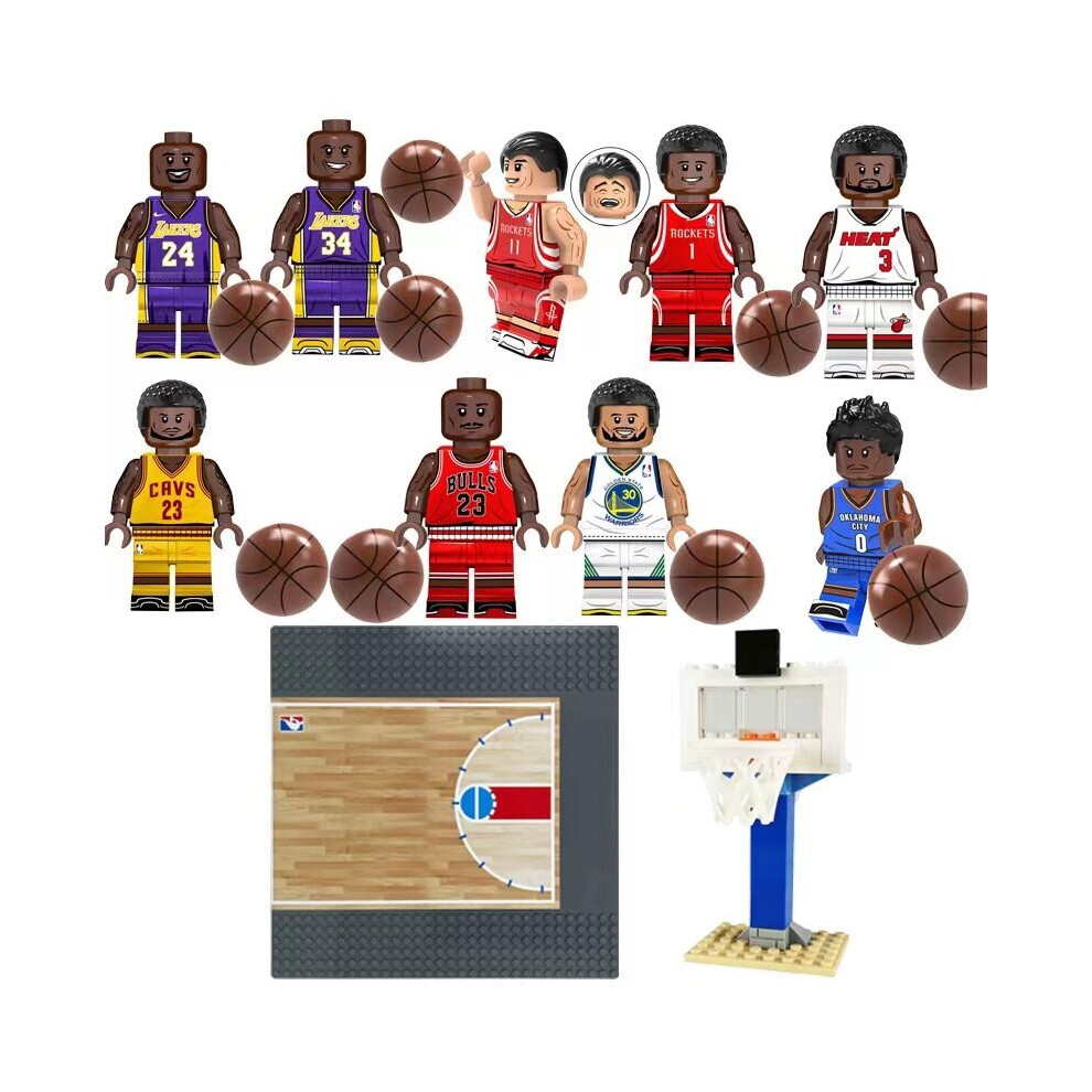 (Style C) NBA Basketball suit building block basketball frame basketball court floor small particle assembly toy fit Lego