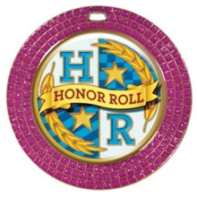 Simba EXPRESS-048A 2.75 in. Vibraprint Pink Glitter Insert Medal, Gold
