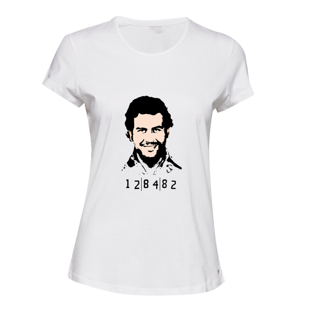 (M) Pablo Escobar Narcos Cocaine Drug Colombia White Ladies Women T Shirt Tee Top