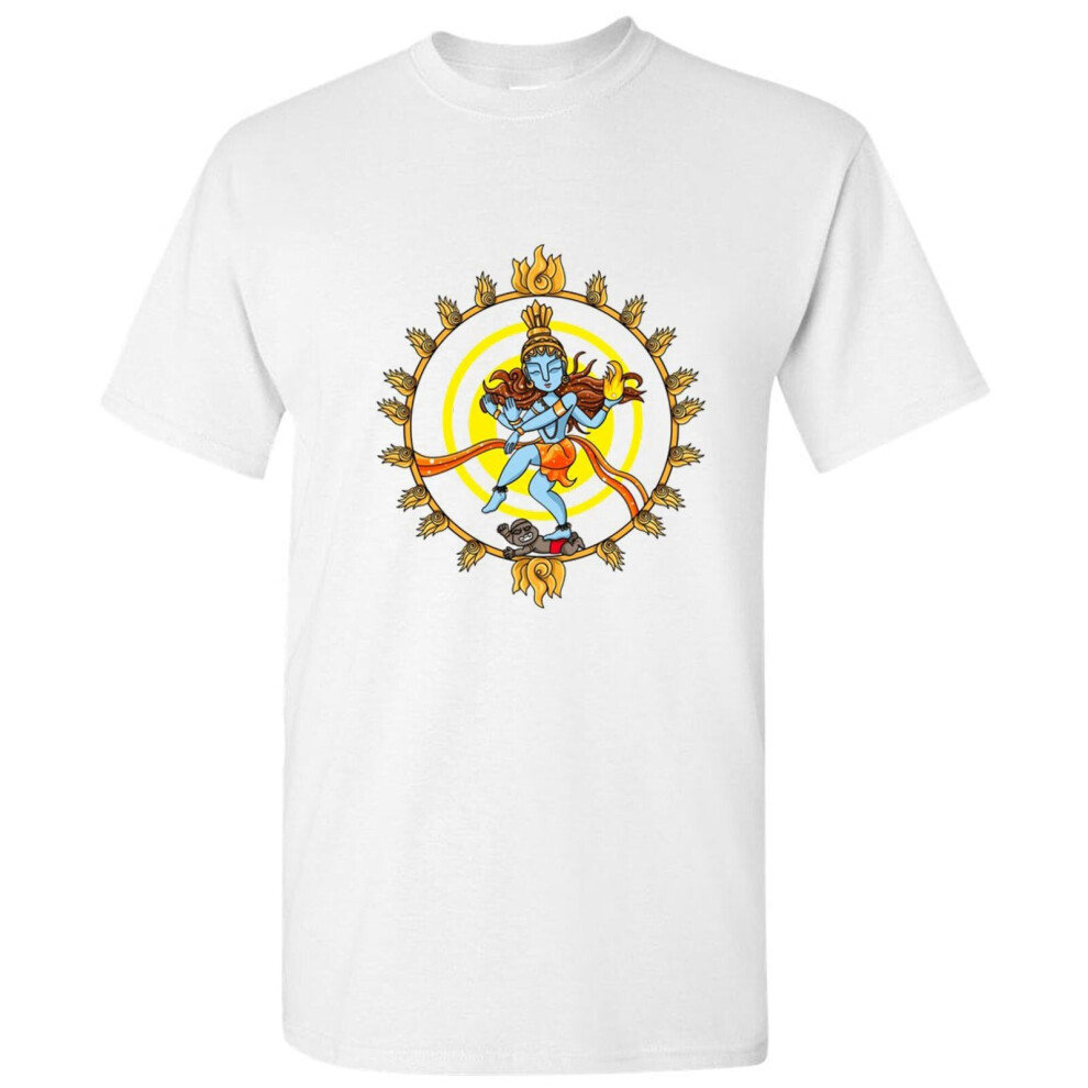 (2XL) Nataraj Nataraja Dancer Tandavam Nadanta Hindu God Shiva Men White T Shirt Tee