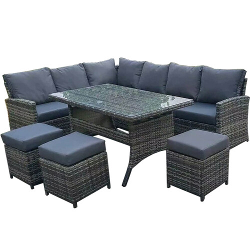 9 Seater Table and Chair Dining Sofa Set - Grey 2