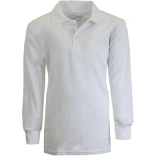DDI 2273871 Boy's White Long Sleeve Pique Polo Shirts - Size 10 Case of 42