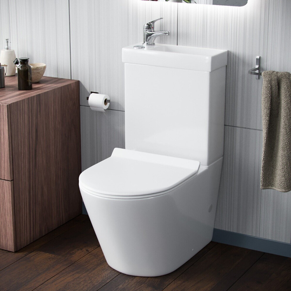 Nes Home 2 in 1 Close Coupled Pan, Cistern And Round PP Toilet Seat