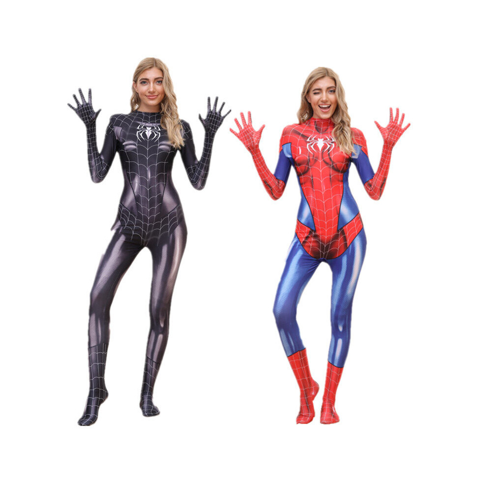 ( 02, M) Women Sexy Spiderman Costume Girl Black Spiderman Tights Suit Adult