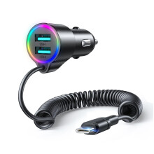 (Type C) Fast Car Charger Car Charging Adapter With 1.5m Coiled Cable For Mobile Phone