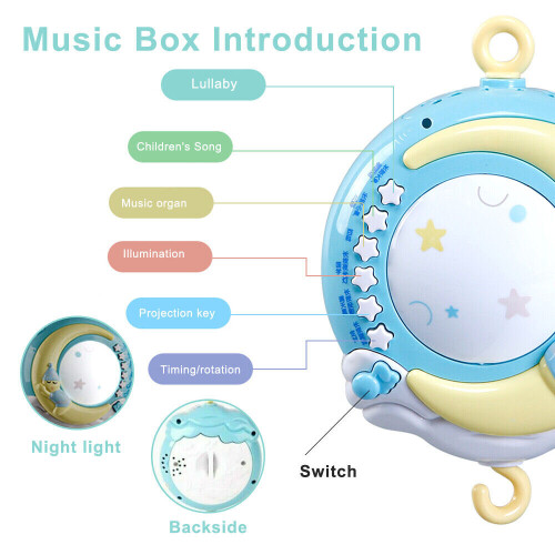 Μωρό μουσικό κρεβατάκι κρεβάτι Bell Cot Mobile Stars Dreams Light Nusery 1