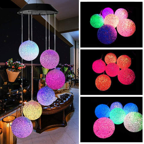 Hanging Colour Changing Solar Powered LED Ball Lights Garden Balcony 2