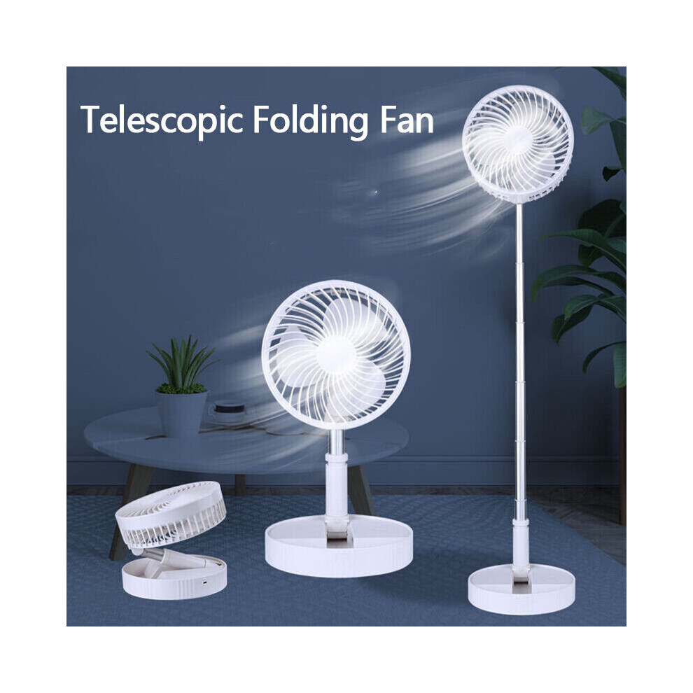 (  White Telescopic Fan) Cordless Fan Telescopic Folding Cooling Wireless Portable Rechargeable