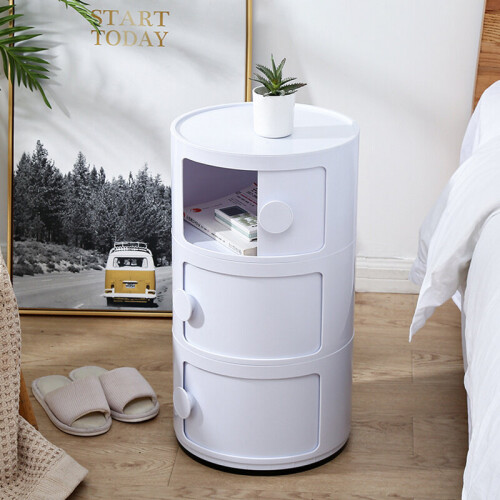 Living And Home (White) 3-Tier Round Drawer Storage Cabinet Organizer 1