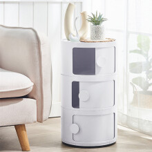 (White) 3-Tier Round Drawer Storage Cabinet Organizer