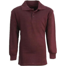 DDI 2273828 Boy's Burgundy Long Sleeve Pique Polo Shirts - Sizes 4-7 Case of 36